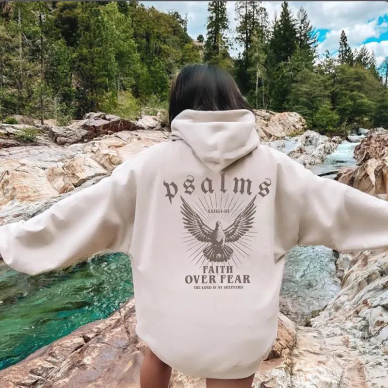 Embrace strength and confidence with our "Faith Over Fear" hoodie