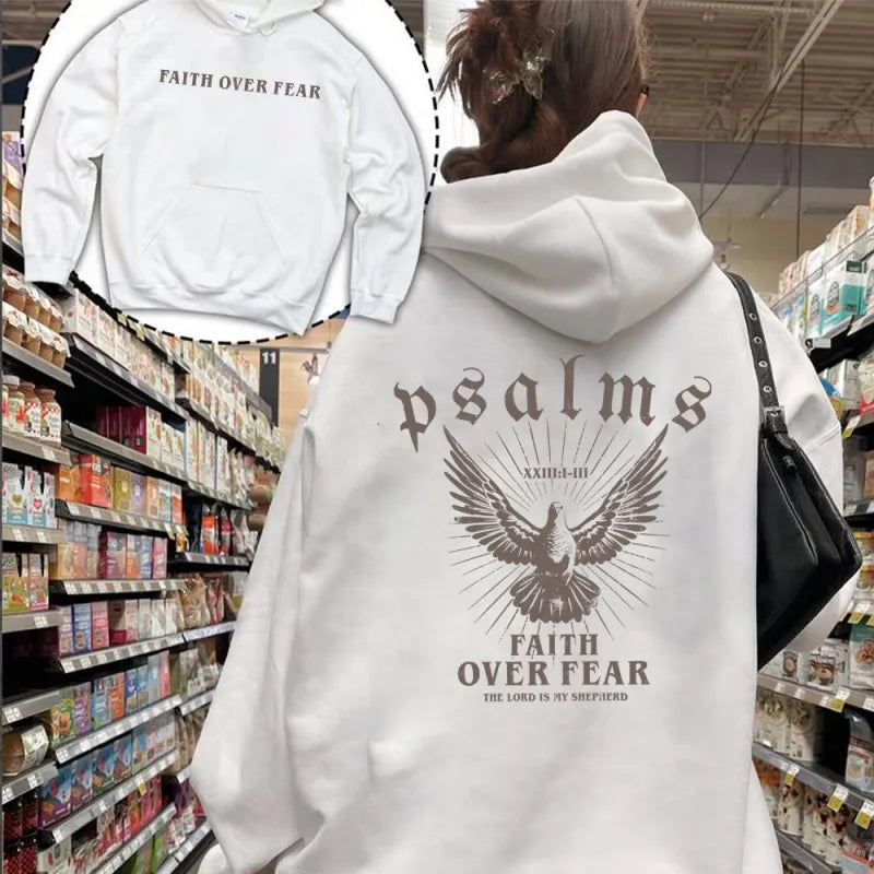 Embrace strength and confidence with our "Faith Over Fear" hoodie